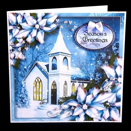 Snowy Christmas Church by Denise Murray