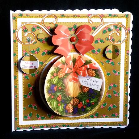Holiday Wreath 3D Bauble 8in Card Front Mini Kit by Denise Murray