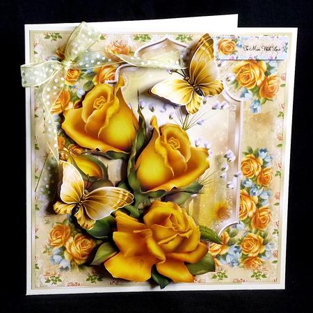 Golden Roses Card Front Kit by Denise Murray