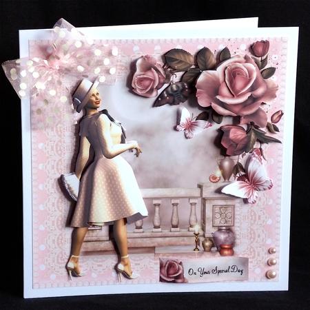 Dusky Pink and Lace Card Front Kit by Denise Murray
