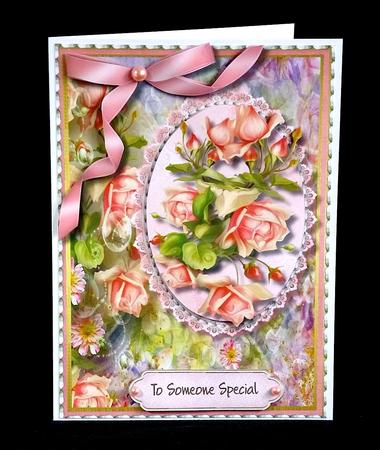 Beautiful Pink Roses on a Stitched Frame  by Denise Murray