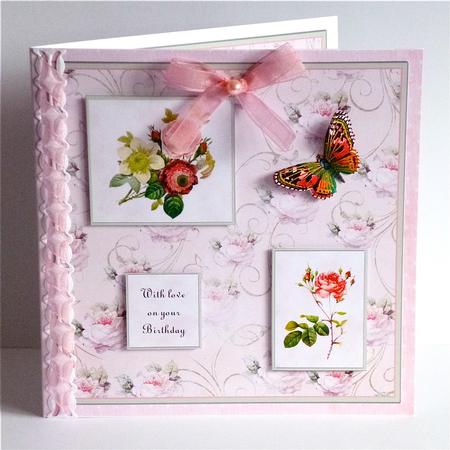 Redoute Roses with Butterfly by Denise Murray