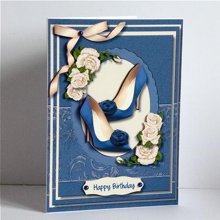 A5 Gorgeous Navy Shoes and Cream Roses by Denise Murray