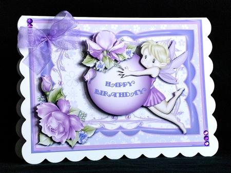 Lilac Birthday Fairy 7 x 5 Card Front by Denise Murray