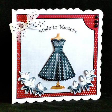 Red Black Dotty Made to Measure Fashion Decoupage 8in Topper by Denise Murray