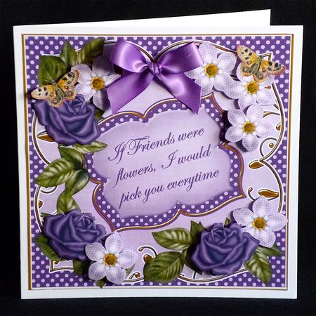 Purple Fmk Rose If Friends 7in Fancy Decoupage Topper by Denise Murray