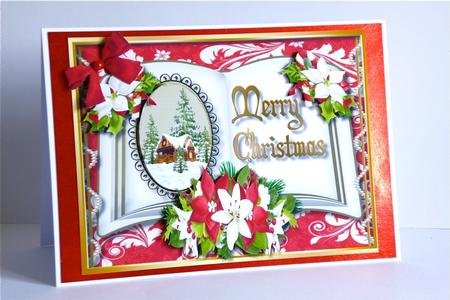 A5 Beautiful Christmas Book and Poinsettias  by Denise Murray