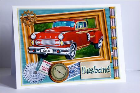 Red Retro Car - Male Birthday or Other #3 by Denise Murray