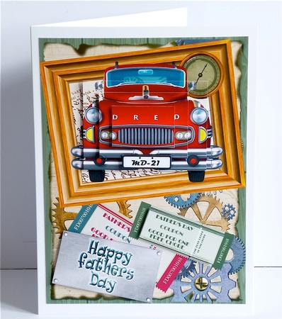Red Retro Car - Fathers Day #4 by Denise Murray