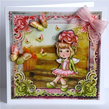 7.5 x 7.5 Card Topper Butterflies in My Garden by Denise Murray