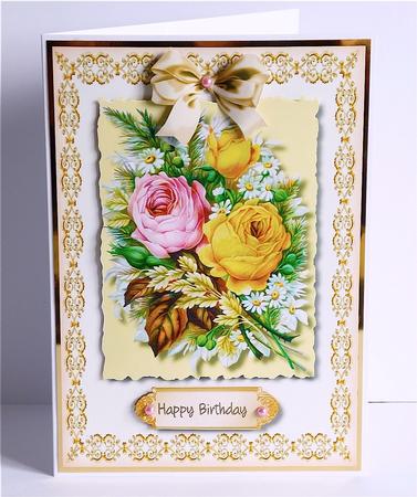 Beautiful Yellow Roses in a Gold Filigree Frame  by Denise Murray