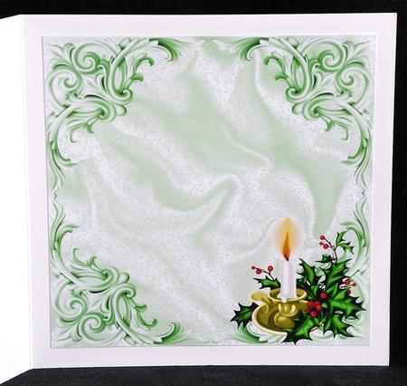 White Candle Holder with Holly 8x8 Insert by Denise Murray