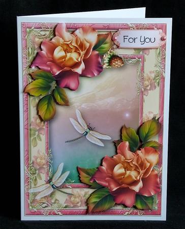 Sunset Roses & Dragonflies by Denise Murray