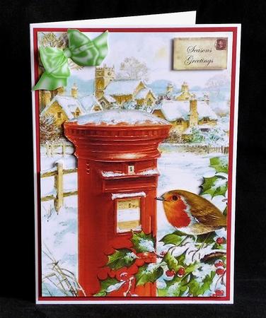 Snow Village with Letterbox & Robin by Denise Murray
