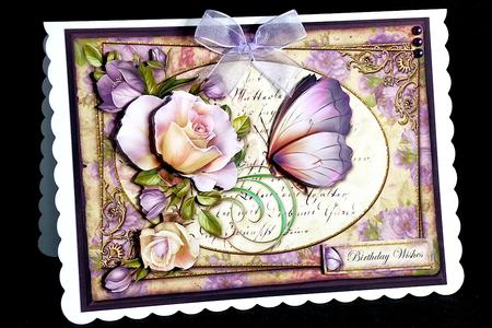 Lilac Roses & Butterfly by Denise Murray