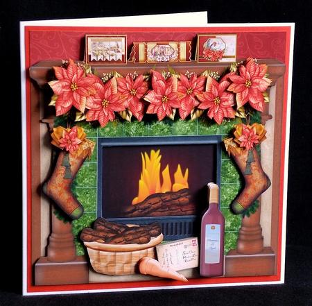 Victorian Christmas Fireplace 8x8 Card Topper & Decoupage by Denise Murray