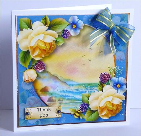Watercolour Golden Dawn Seascape by Denise Murray