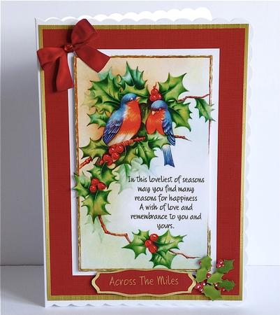 Birds , Holly . and Christmas Verse by Denise Murray