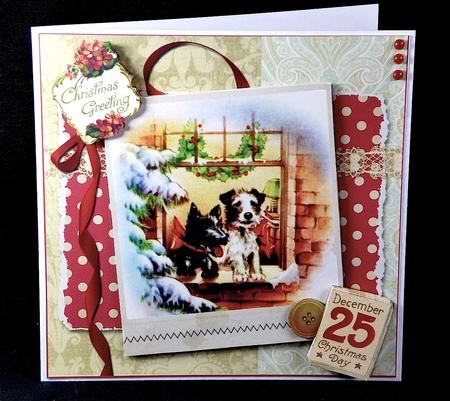 Very Vintage Christmas Scottie Dogs Quick Card by Denise Murray