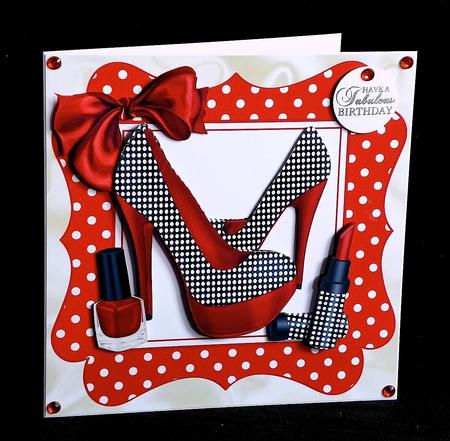Red/black Polka Dot Shoes with Acces 8x8 Mini Kit by Denise Murray