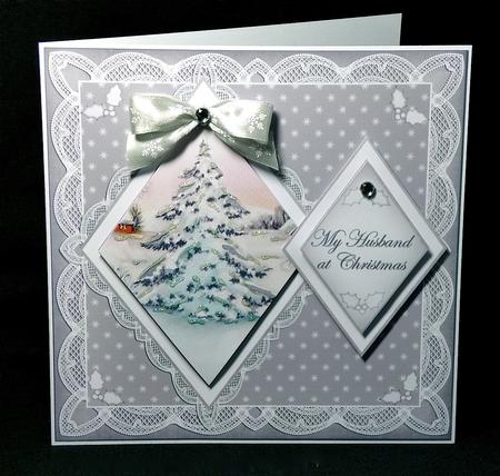 Snow Tree My Husband 7in Double Diamond Topper by Denise Murray