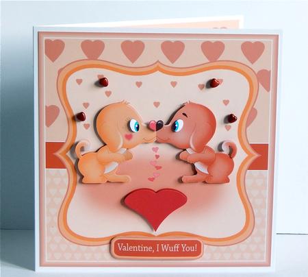 I Wuff You Valentine, Mini Kissing Dog Card Kit by Denise Murray