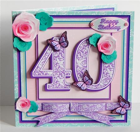40th Birthday in Mint and Lilac 8x8 Square Mini Kit by Denise Murray