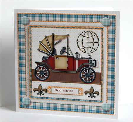 Male Card Topper Antique Car by Denise Murray