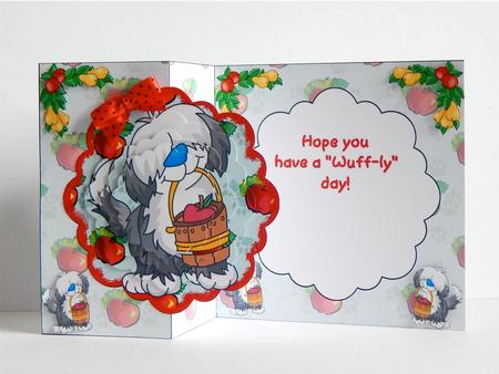 Shaggy Dog with Apple Scalloped Fold Back Mini Kit by Denise Murray