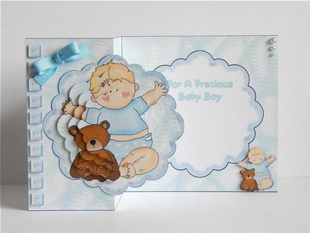 Baby Boy with Teddy Scalloped Fold Back Mini Kit by Denise Murray