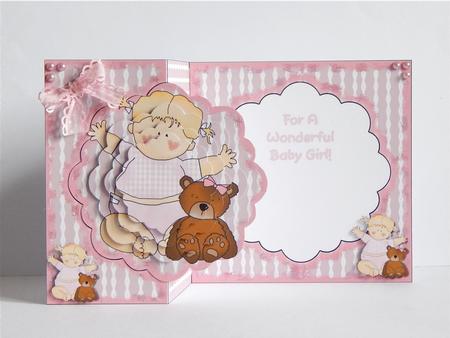 Baby Girl with Teddy Scalloped Fold Back Mini Kit by Denise Murray
