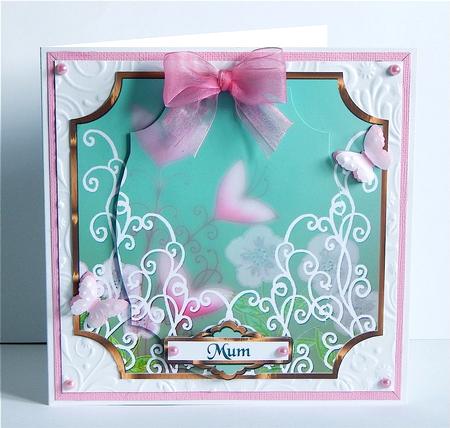 Floral in Pinks -white Swirl Fence Topper by Denise Murray