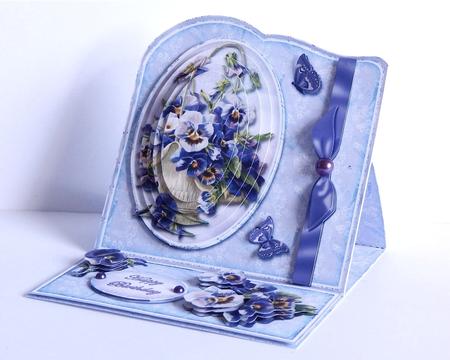 Vintage Pansies Shaped Easel Card Kit by Denise Murray