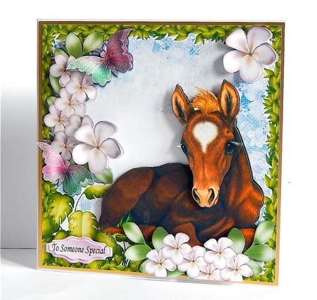 Cute Sleepy Brown Foal Among the Flowers 8x8 Mini Kit by Denise Murray