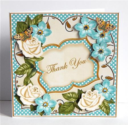 Cream Teal Fmk Thank You Fancy 7in Deco Topper by Denise Murray