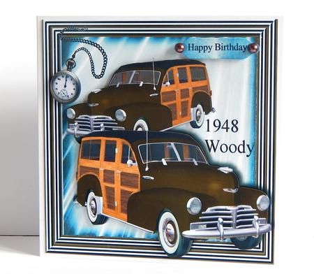 1948 Brown Vintage Woody Car, 8x8 Mini Kit by Denise Murray