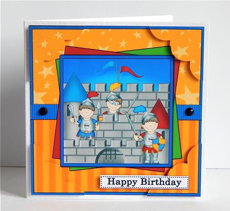 8 x 8 Boriz the Knight Birthday Scalloped Corner Topper by Denise Murray