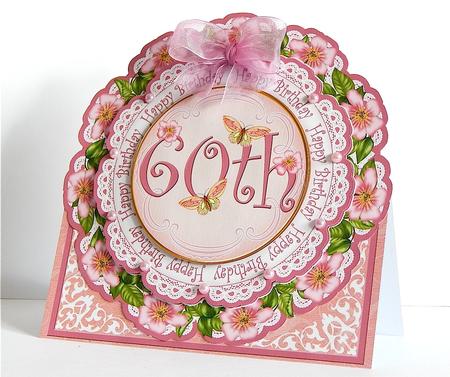 Pink Blossom Happy 60th Birthday 3D Picture Doily C & E Kit by Denise Murray