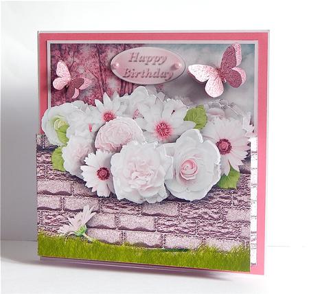 Garden Wall with Pink and White Flowers by Denise Murray