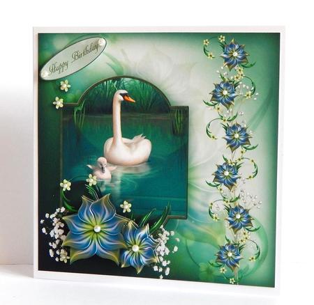 Spring Swan Scenic Card Topper with Decoupage by Denise Murray