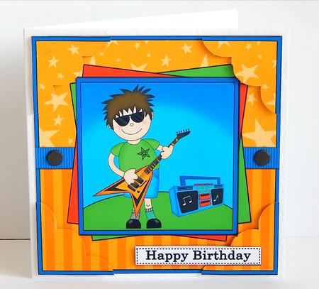 8 x 8 Jaz Rock Star Birthday Scalloped Corner Topper by Denise Murray