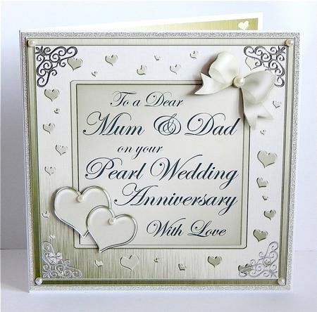 8 x 8 Mum and Dad Pearl Wedding Anniversary Topper by Denise Murray