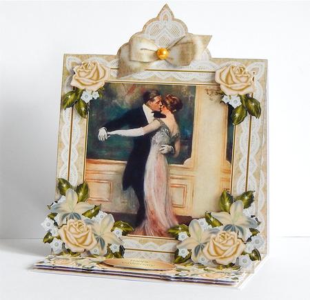 Dancing Couple Cream Lace Top Easel Card & Envelope Kit by Denise Murray