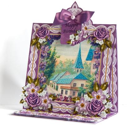 Lavender View Lace Top Easel Card & Envelope Kit by Denise Murray