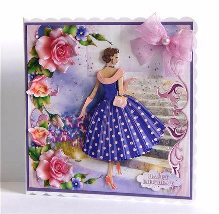 1950's Lady Polka Dots and Flowers Mini Kit by Denise Murray