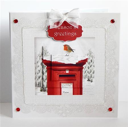 The Christmas Post Box with Lace Frame 7x7 by Denise Murray