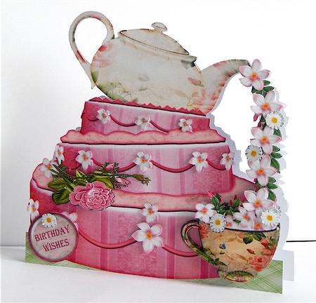 Tea Time Cake and Teapot Shaped Card Mini Kit by Denise Murray