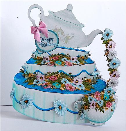 Tea Time 2 Cake and Teapot Shaped Card Mini Kit by Denise Murray