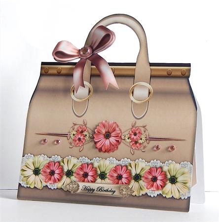 Handbag with Flowers Shaped Card Mini Kit by Denise Murray