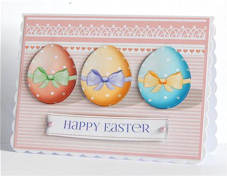 Easter Card with 3 Decorated Eggs by Denise Murray